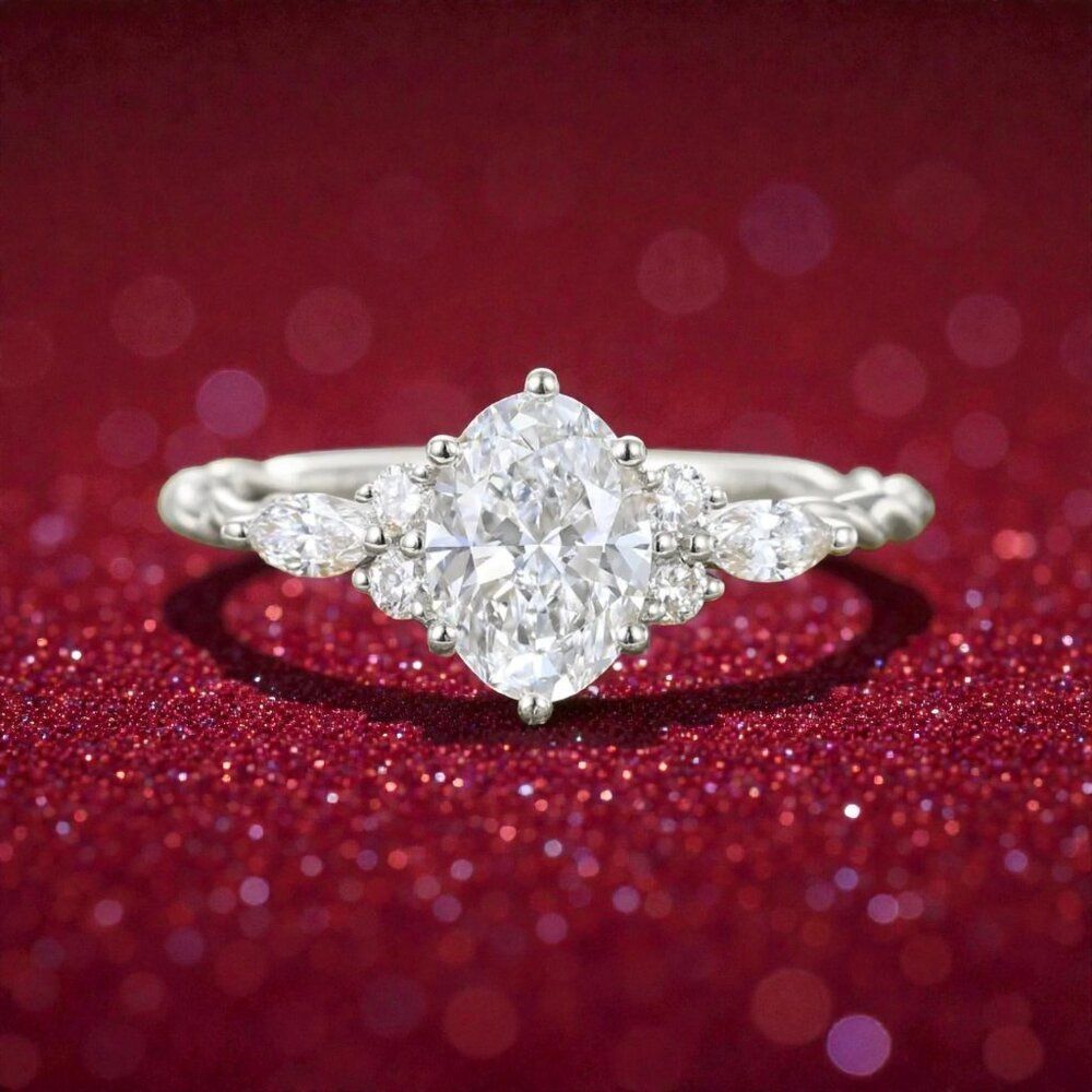 10K White Gold Fairytale Moissanite Engagement Ring - Size 8-  2CT T.W. -2g